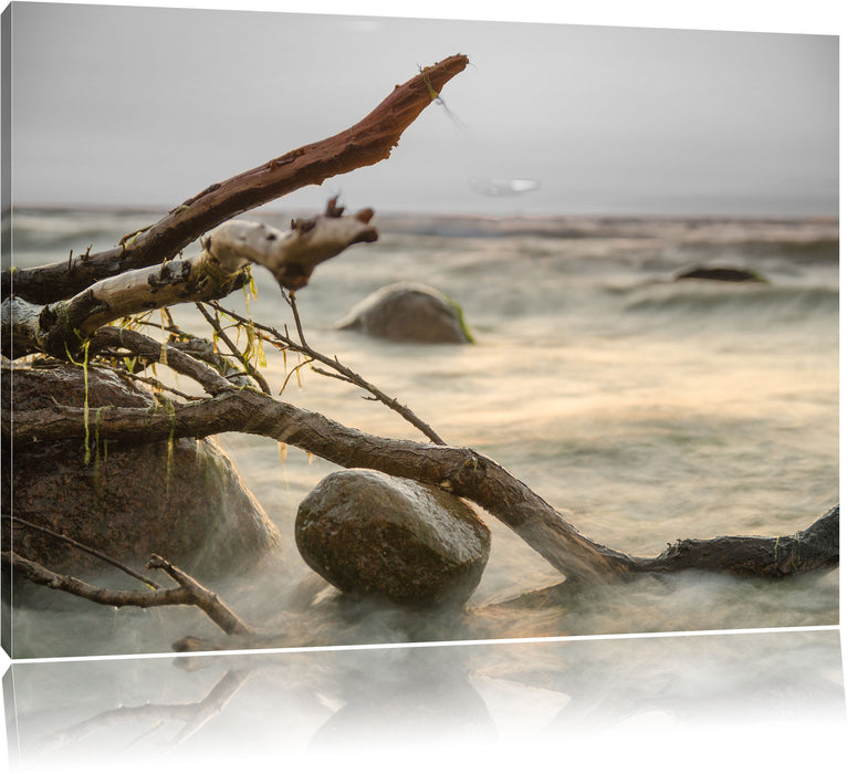 Pixxprint Ruhige See im Nebel, Leinwandbild