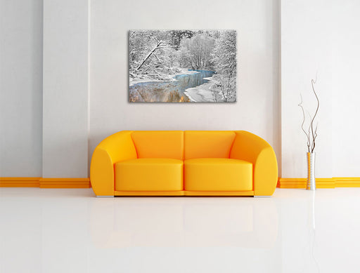 Atemberaubende Winterlandschaft Leinwandbild über Sofa
