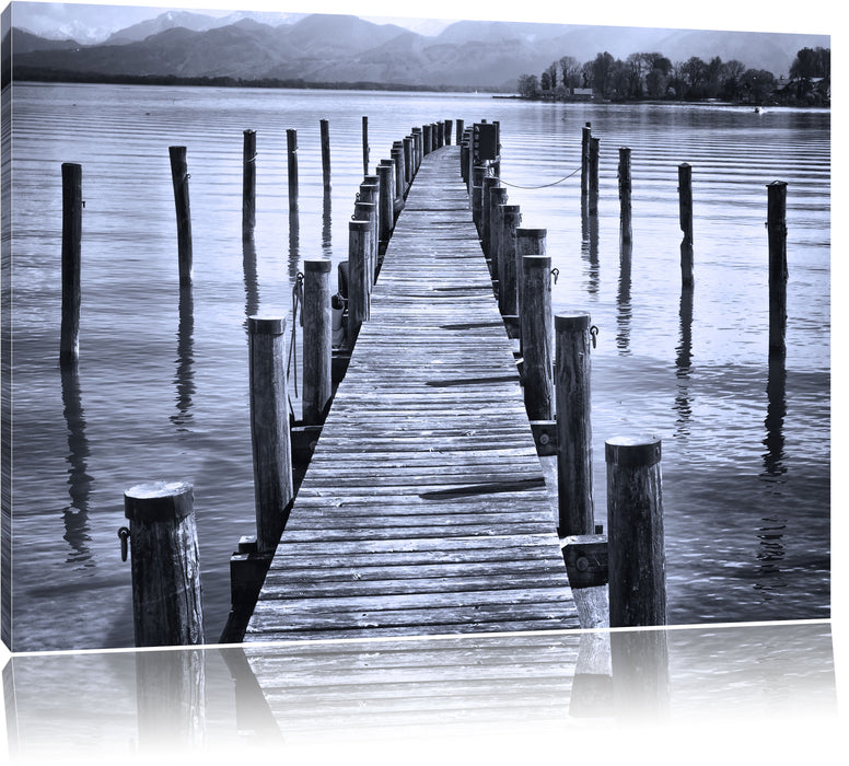 Pixxprint Langer Holzsteg ins Meer, Leinwandbild