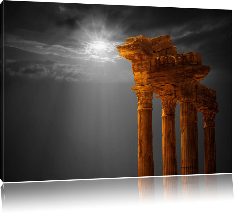 Pixxprint Antiker Apollontempel, Leinwandbild
