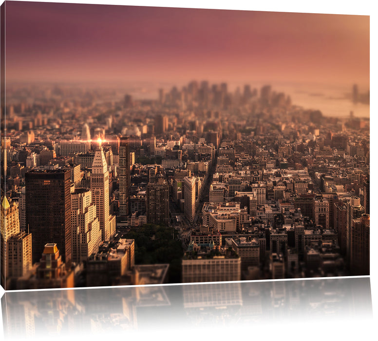 Pixxprint New York City bei Sonnenuntergang, Leinwandbild