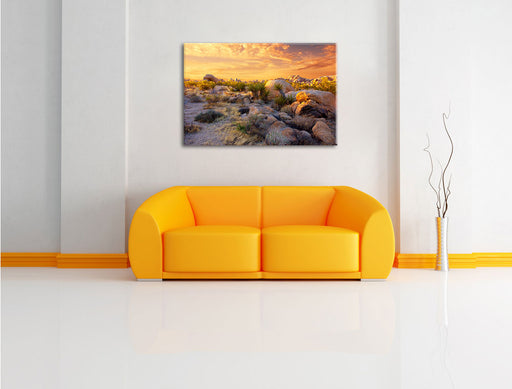 Joshua Wüste im Sonnenuntergang Leinwandbild über Sofa