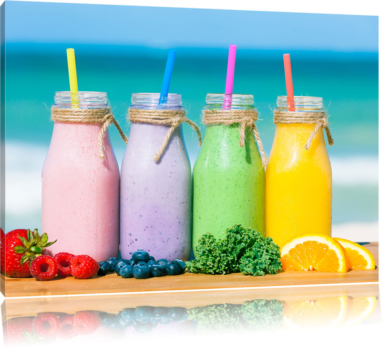 Pixxprint Smoothies in verschiedenen Farben, Leinwandbild