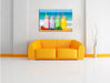 Smoothies in verschiedenen Farben Leinwandbild über Sofa