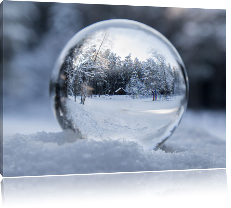 Pixxprint Eiskugel Winterlandschaft, Leinwandbild