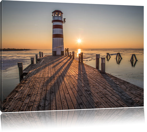 Leuchtturm vor Sonnenuntergang Leinwandbild