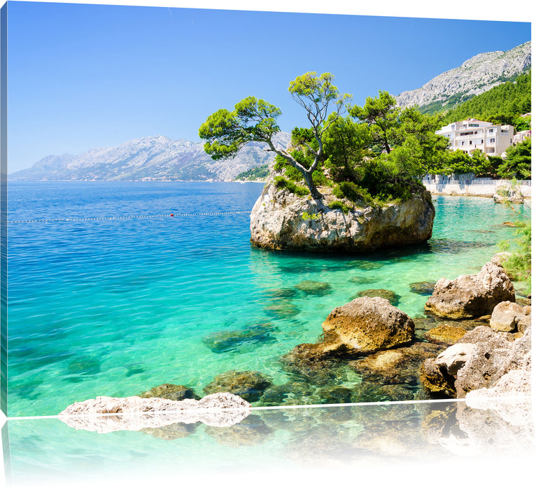 Pixxprint Dalmatia Strand in Kroatien, Leinwandbild