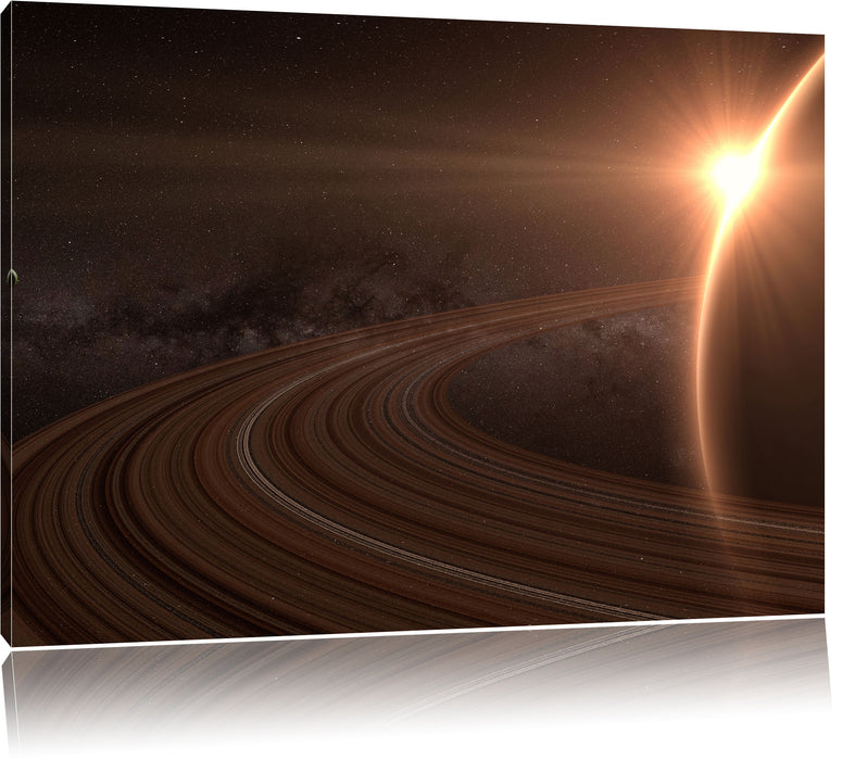 Pixxprint Planet Saturn im Weltall, Leinwandbild