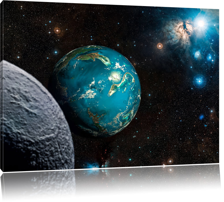 Pixxprint Planet Erde im Kosmos, Leinwandbild