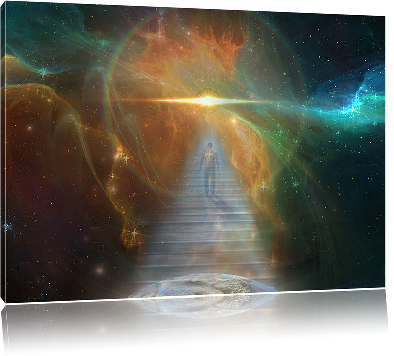Pixxprint Kosmische Treppe in die Galaxis, Leinwandbild