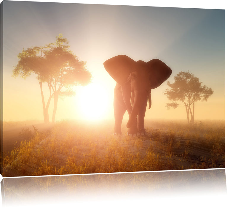Pixxprint Elefant in der Wüste, Leinwandbild