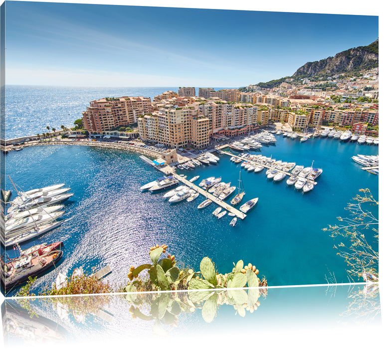 Pixxprint Atemberaubende Küste von Monaco, Leinwandbild