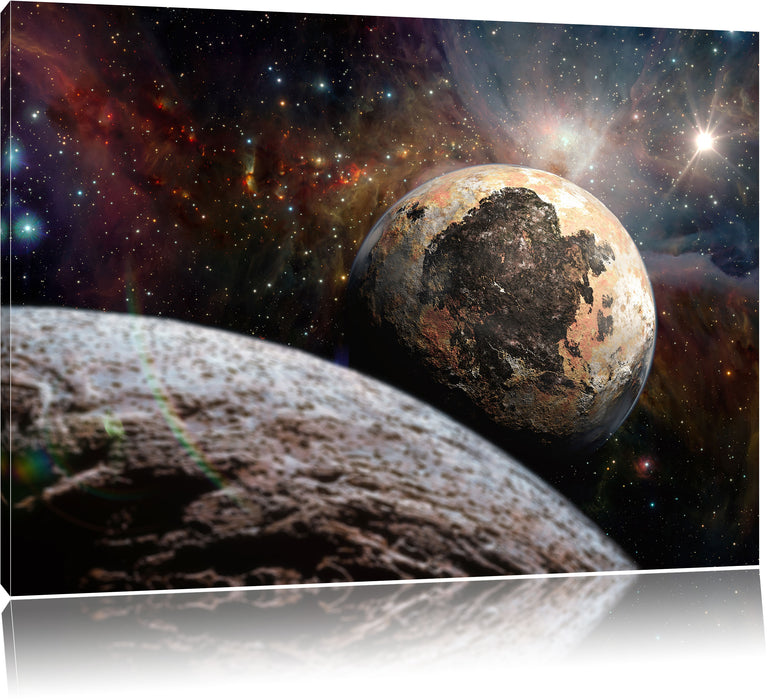 Pixxprint Alien Planeten im Weltall, Leinwandbild
