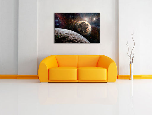 Alien Planeten im Weltall Leinwandbild über Sofa