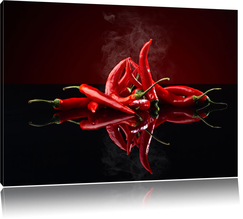 Pixxprint Feurige rote Chili Schoten, Leinwandbild
