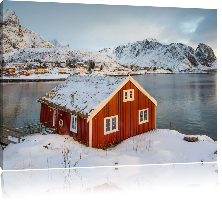 Pixxprint Fischerhaus Lofoten, Leinwandbild