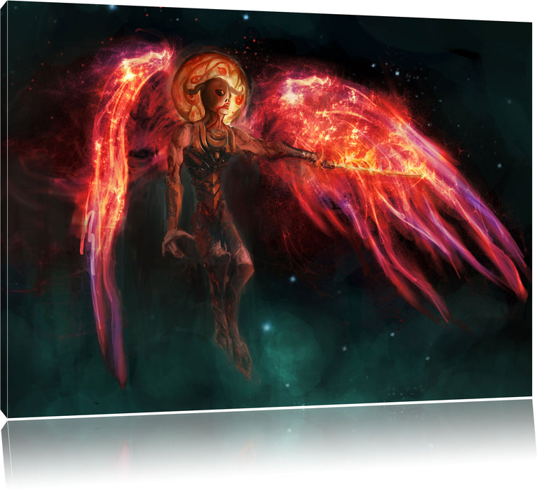 Pixxprint Alien Teufel im Weltraum, Leinwandbild