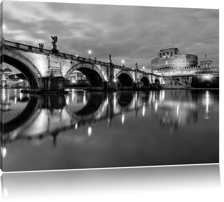 Pixxprint Nachtansicht von S. Angelo-Brücke, Leinwandbild