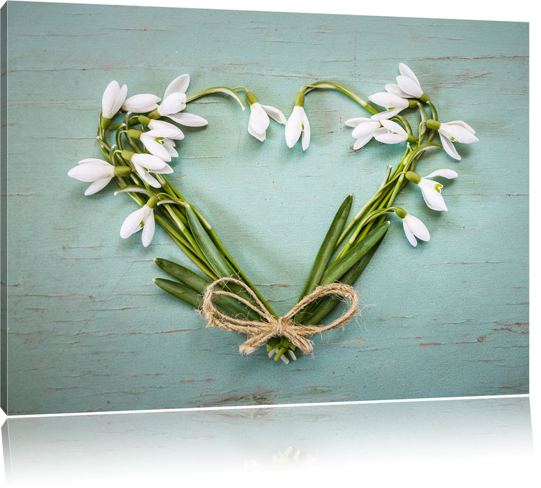 Pixxprint Herz aus Blumen, Leinwandbild