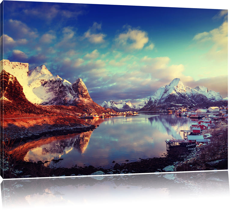 Pixxprint Schneelandschaft in Norwegen, Leinwandbild