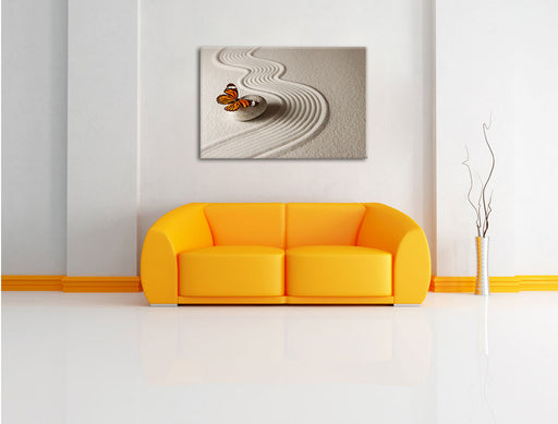 Zen Schmetterling Leinwandbild über Sofa