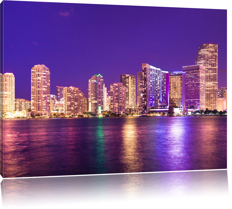 Pixxprint Skyline von Miami Florida, Leinwandbild