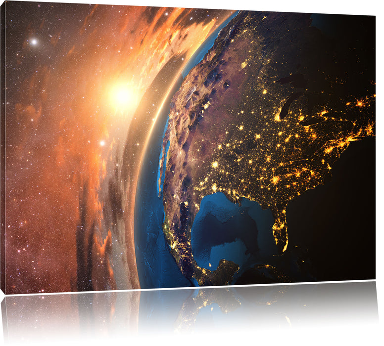 Pixxprint 3D-Rendering der Erde, Leinwandbild