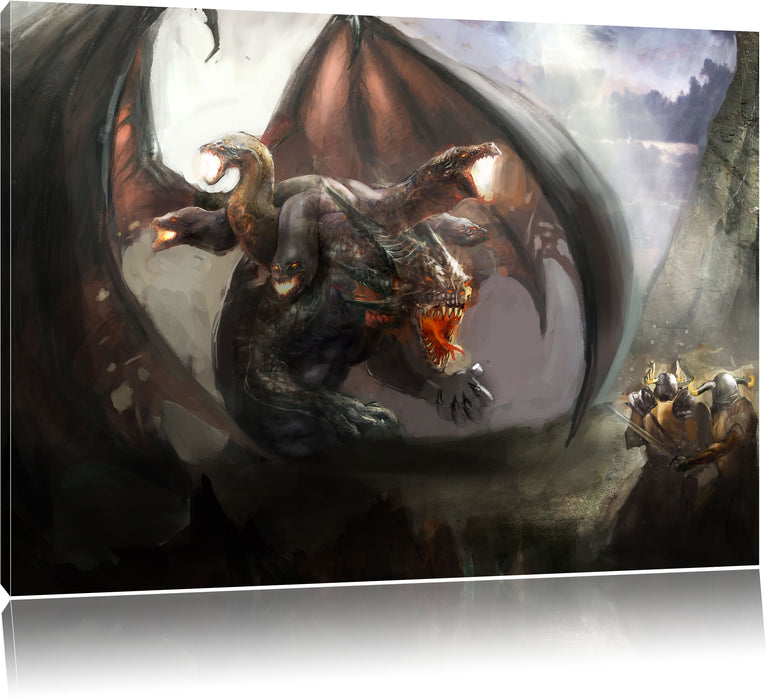 Pixxprint Drachen mit Schlangen, Leinwandbild