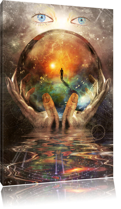 Pixxprint Glaskugel mit Hintergrund, Leinwandbild