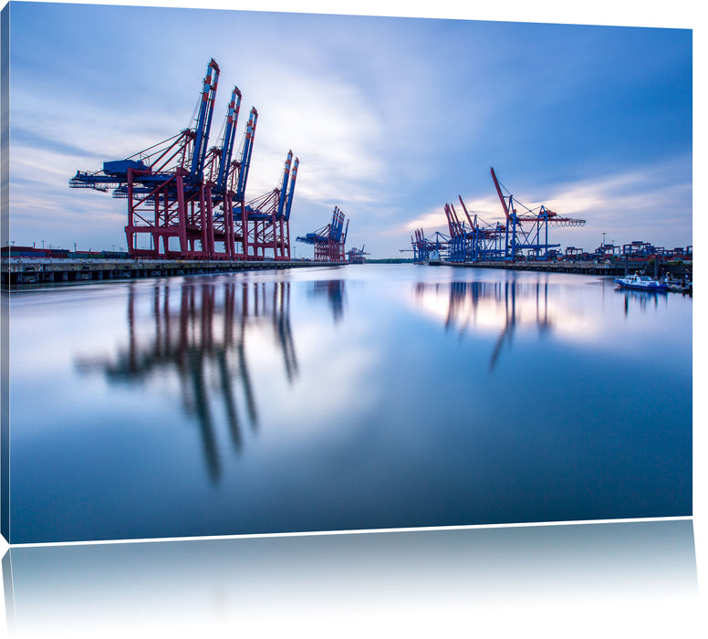 Pixxprint Hafen im Abendschein, Leinwandbild