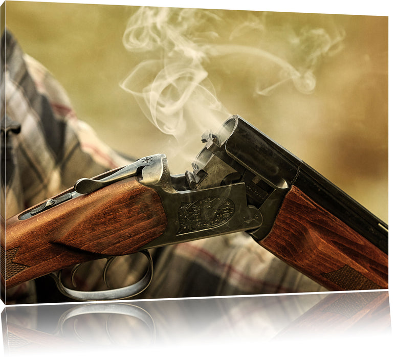 Pixxprint Jagdgewehr nach dem Brand, Leinwandbild