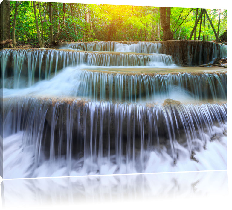 Pixxprint Wasserfall im Regenwald, Leinwandbild