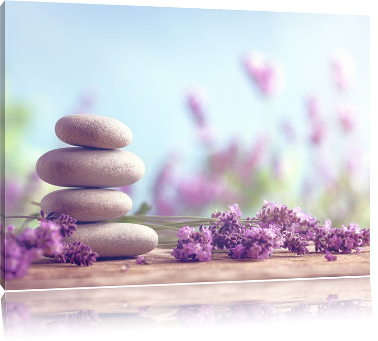 Pixxprint Lavendel Spa-Stillleben, Leinwandbild