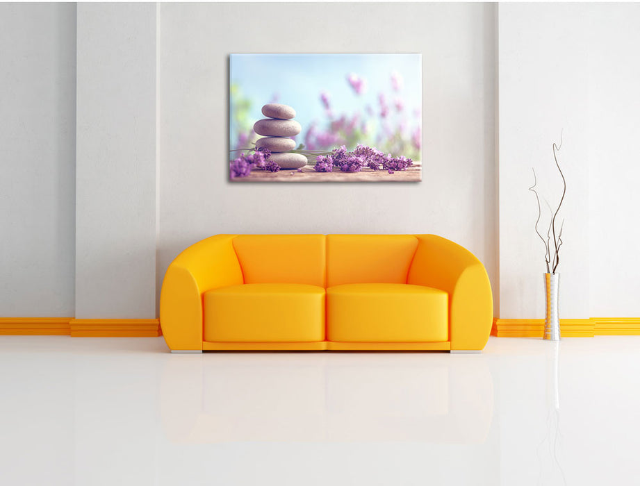 Lavendel Spa-Stillleben Leinwandbild über Sofa