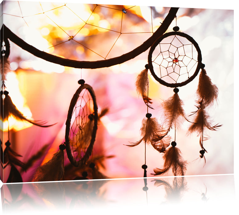 Pixxprint Traumfänger bei Sonnenuntergang, Leinwandbild