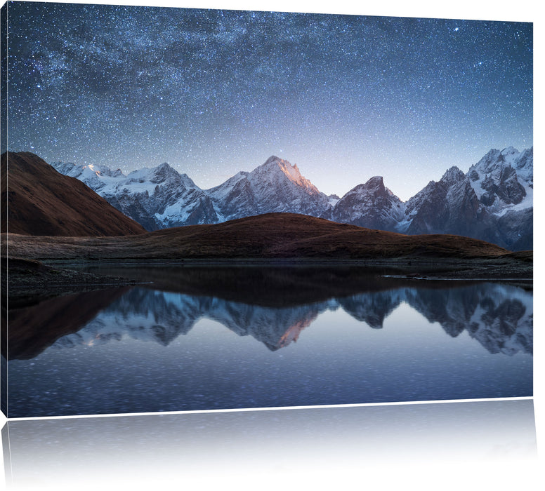 Pixxprint Sternenhimmel über dem Gebirge, Leinwandbild