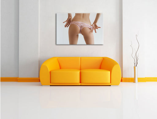 sexy Frauenpo in Unterwäsche Leinwandbild über Sofa