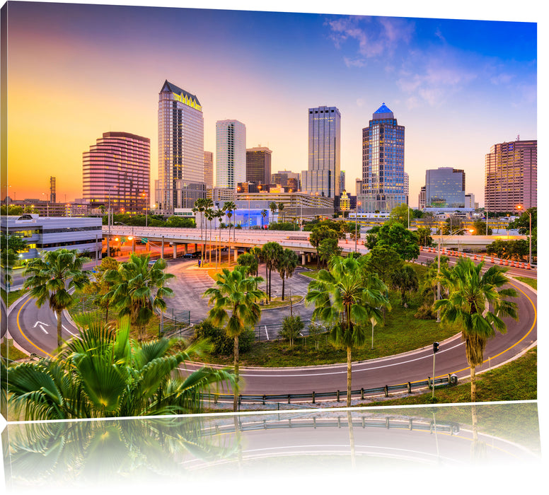 Pixxprint Skyline in den USA, Leinwandbild