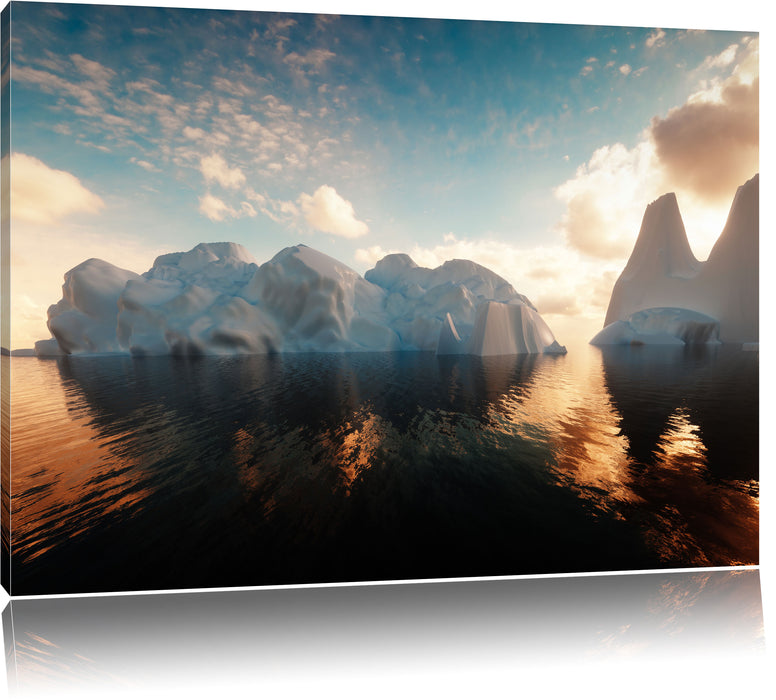 Pixxprint Eisschollen in der Antarktis, Leinwandbild