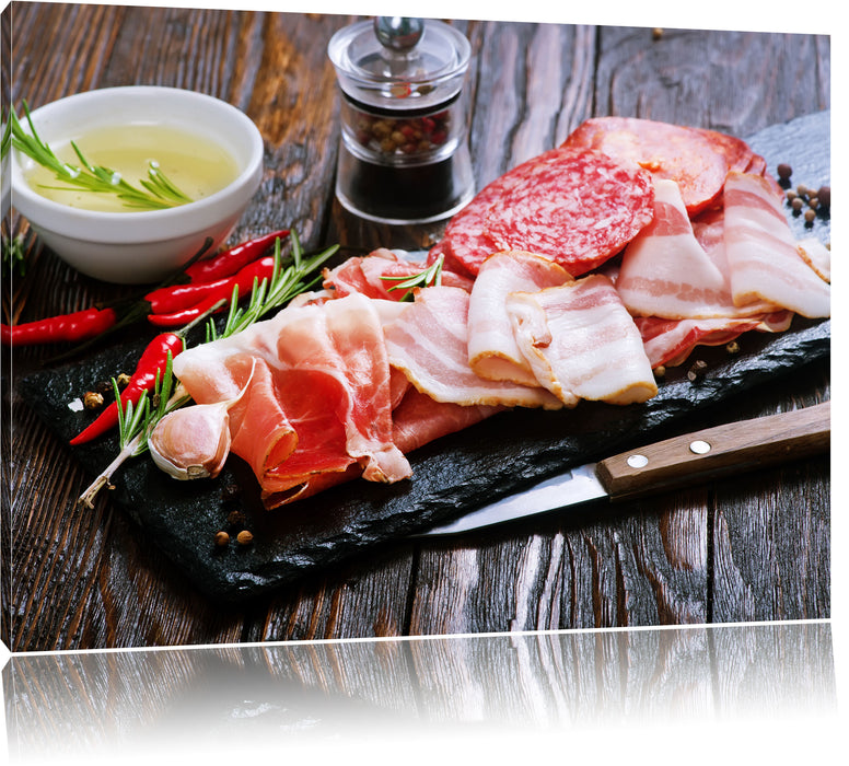 Pixxprint Antipasti Wurstsorten, Leinwandbild