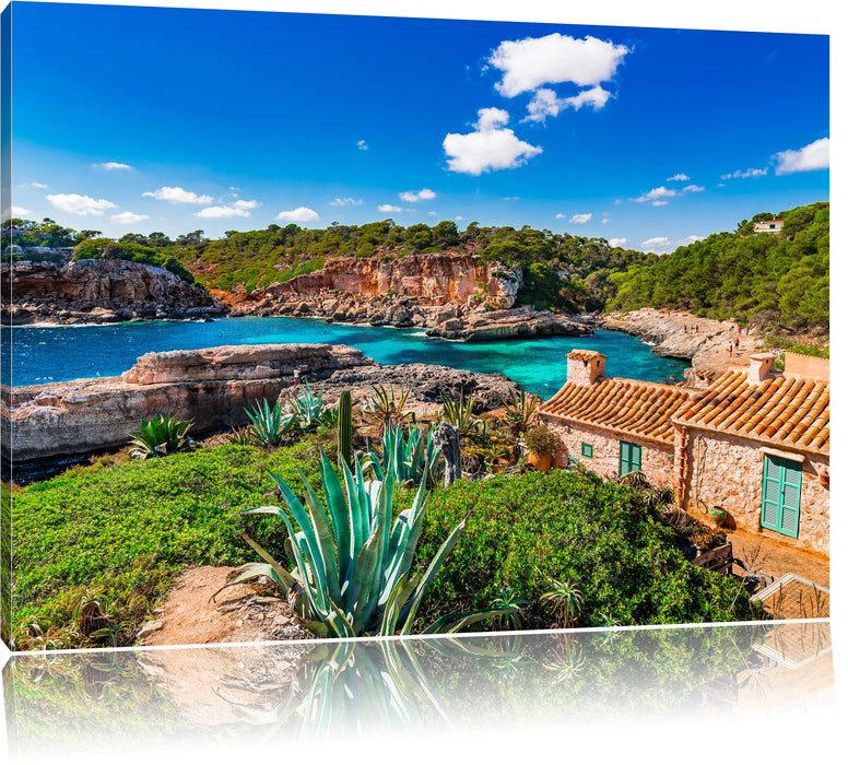 Pixxprint Ferienhaus an der Küste, Leinwandbild