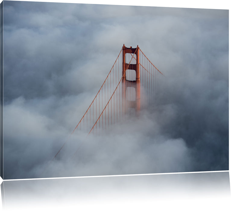 Pixxprint Golden Gate Bridge über den Wolken, Leinwandbild