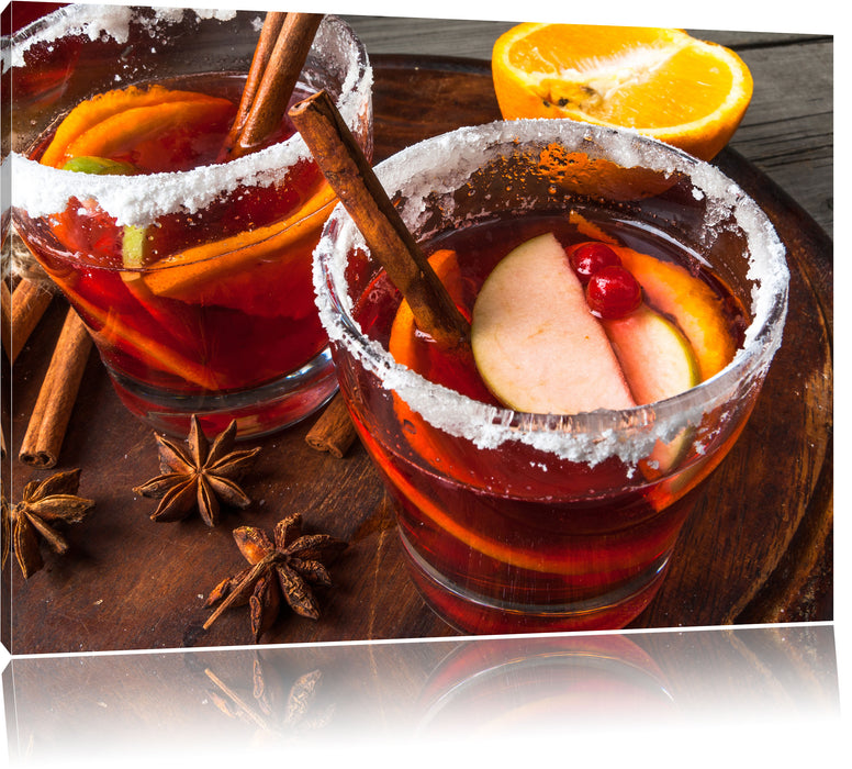 Pixxprint eine winterliche Bowle, Leinwandbild