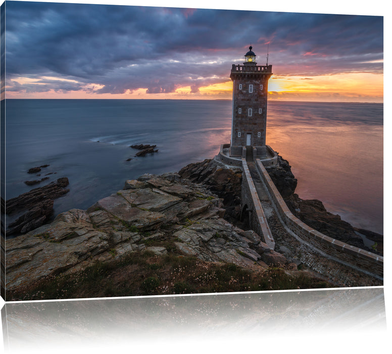 Pixxprint Leuchtturm im Sonnenuntergang, Leinwandbild