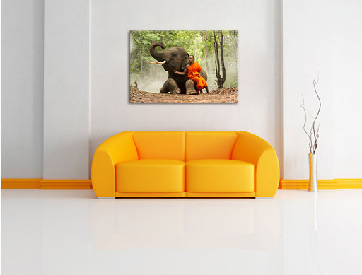 Mönch Elefanten Wald Leinwandbild über Sofa