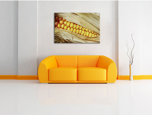 Maiskolben in der Nahaufnahme Leinwandbild über Sofa