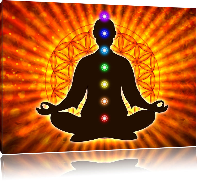 Pixxprint Meditation mit den 7 Chakren, Leinwandbild