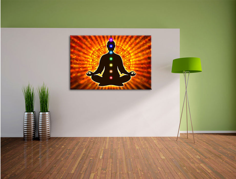 Meditation mit den 7 Chakren Leinwandbild im Flur