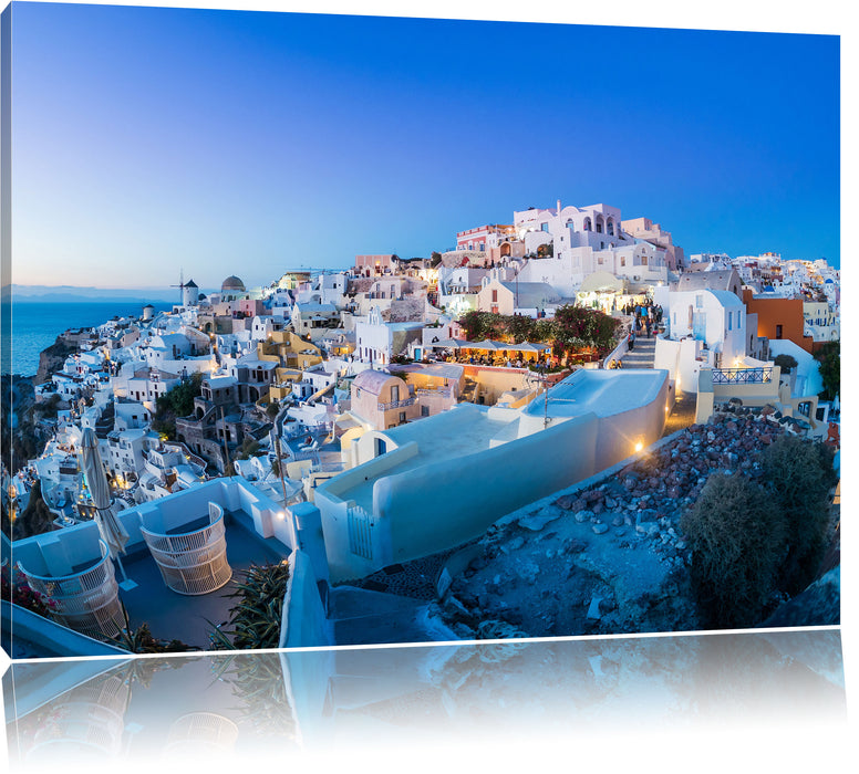 Pixxprint Oia Dorf Santorin, Leinwandbild