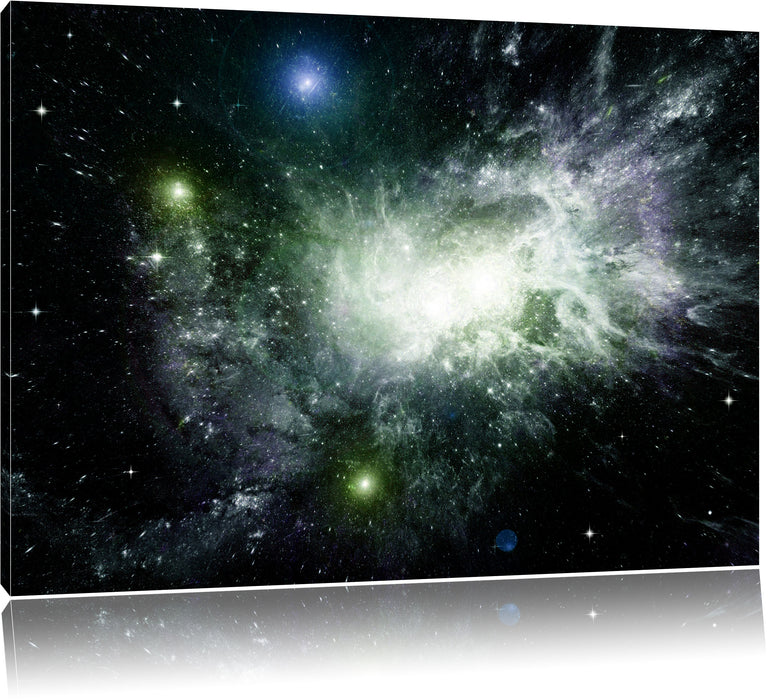 Pixxprint ferne Galaxie im Sternenstaub, Leinwandbild